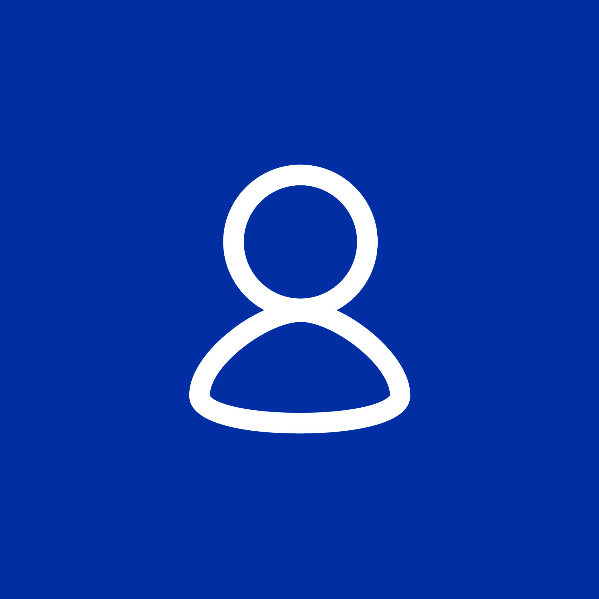 A generic icon representing a person on a blue background.